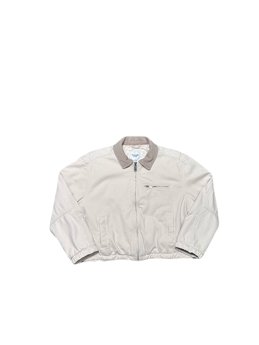 Abercrombie & Fitch Women’s Cropped Beige Twill Workwear Jacket Corduroy Collar